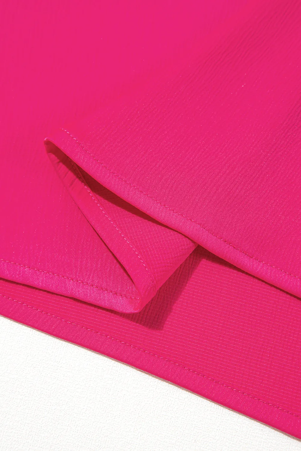 2025 Strawberry Pink Asymmetric Shoulder Ruffle Sleeveless Blouse