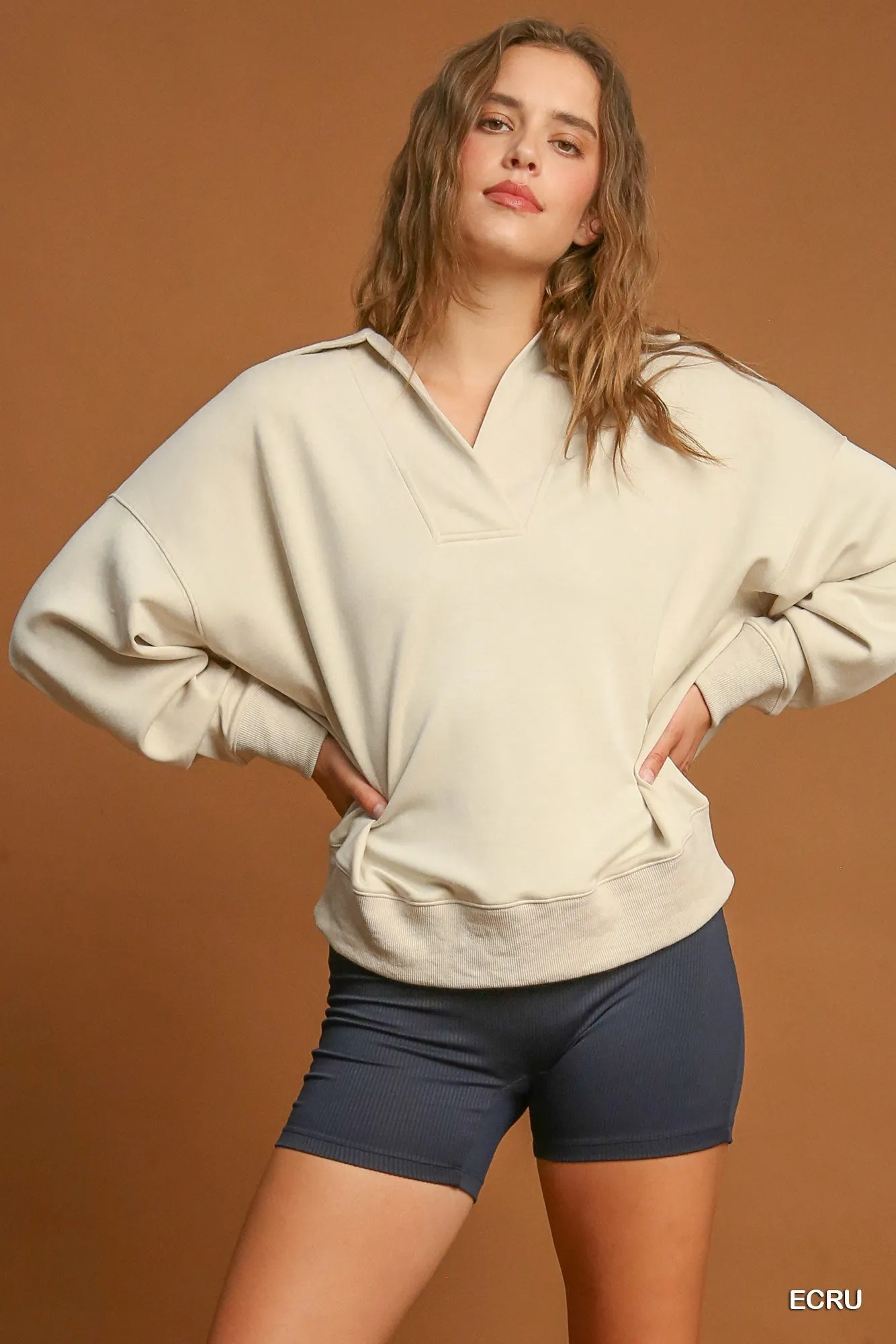 Above Average Luxe Knit Collared Pullover - ECru