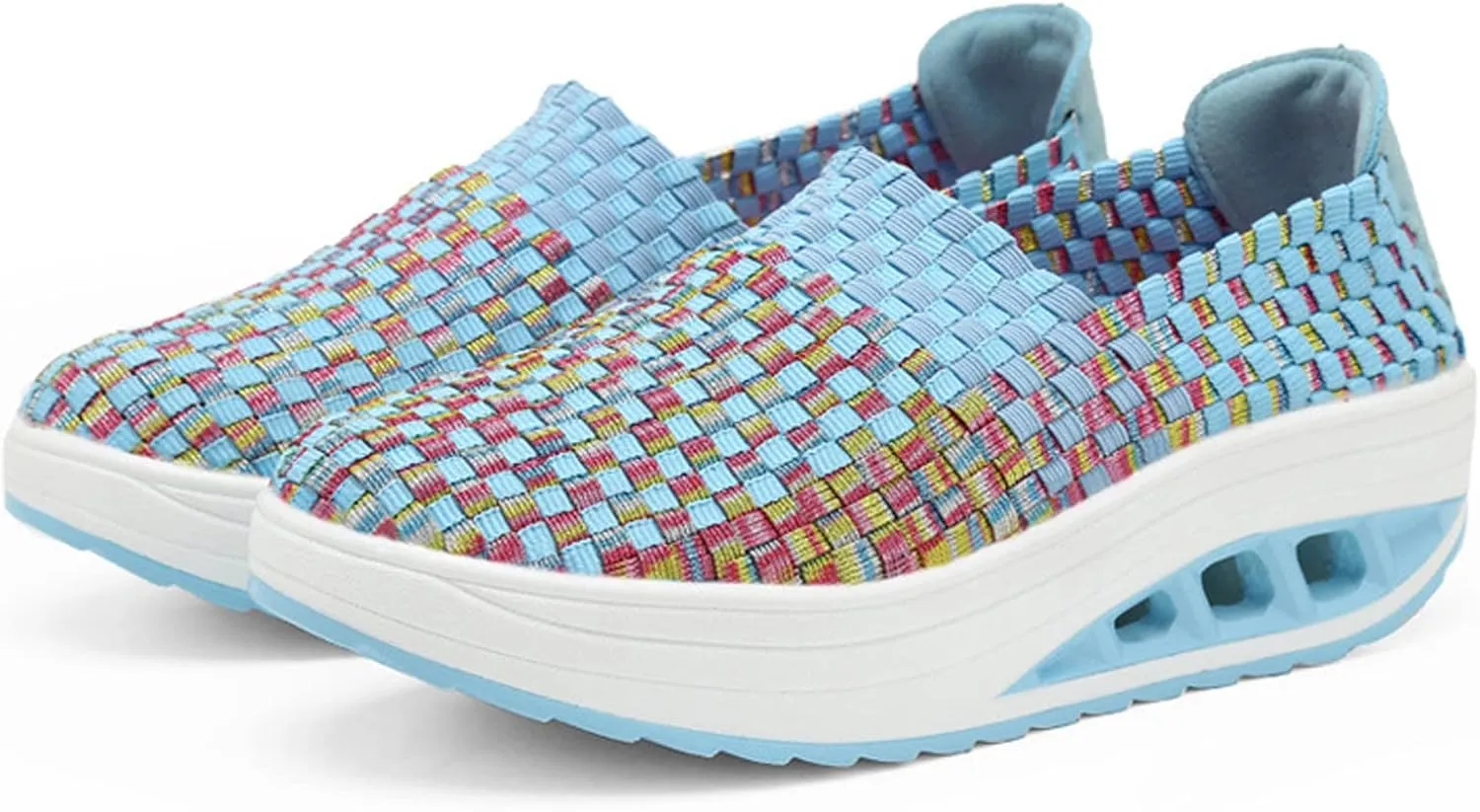 AngryMonkey Women Mesh Woven Breathable Slip On Orthopedic Walking Shoes,Arch Support Air Cushion Platform Sneakers Nursing Shoes Rocker Shoes