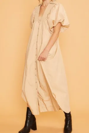 Annie Wear Smocked Puff Sleeve Midi Dress