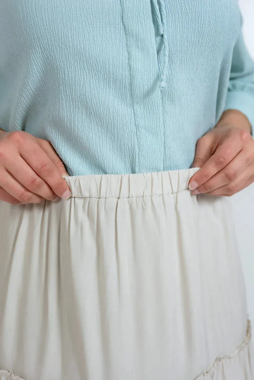 Audrey Maxi Tiered Skirt in Stone