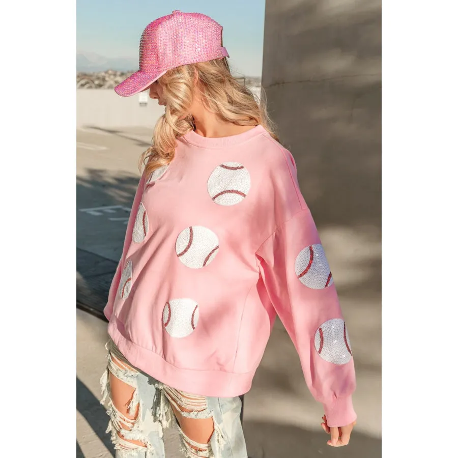 BiBi Sequin Baseball Patches French Terry Sweatshirt
