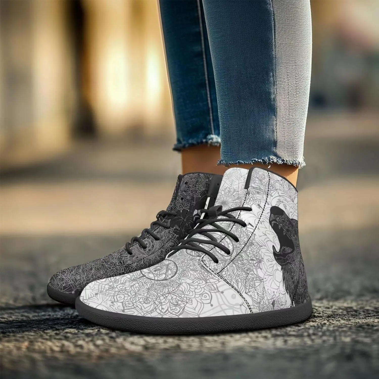 Binienty Wide Box Barefoot Shoes Men Women Wolf High Top Minimalist Ankle Boots Anti Skid Zero Drop Sole