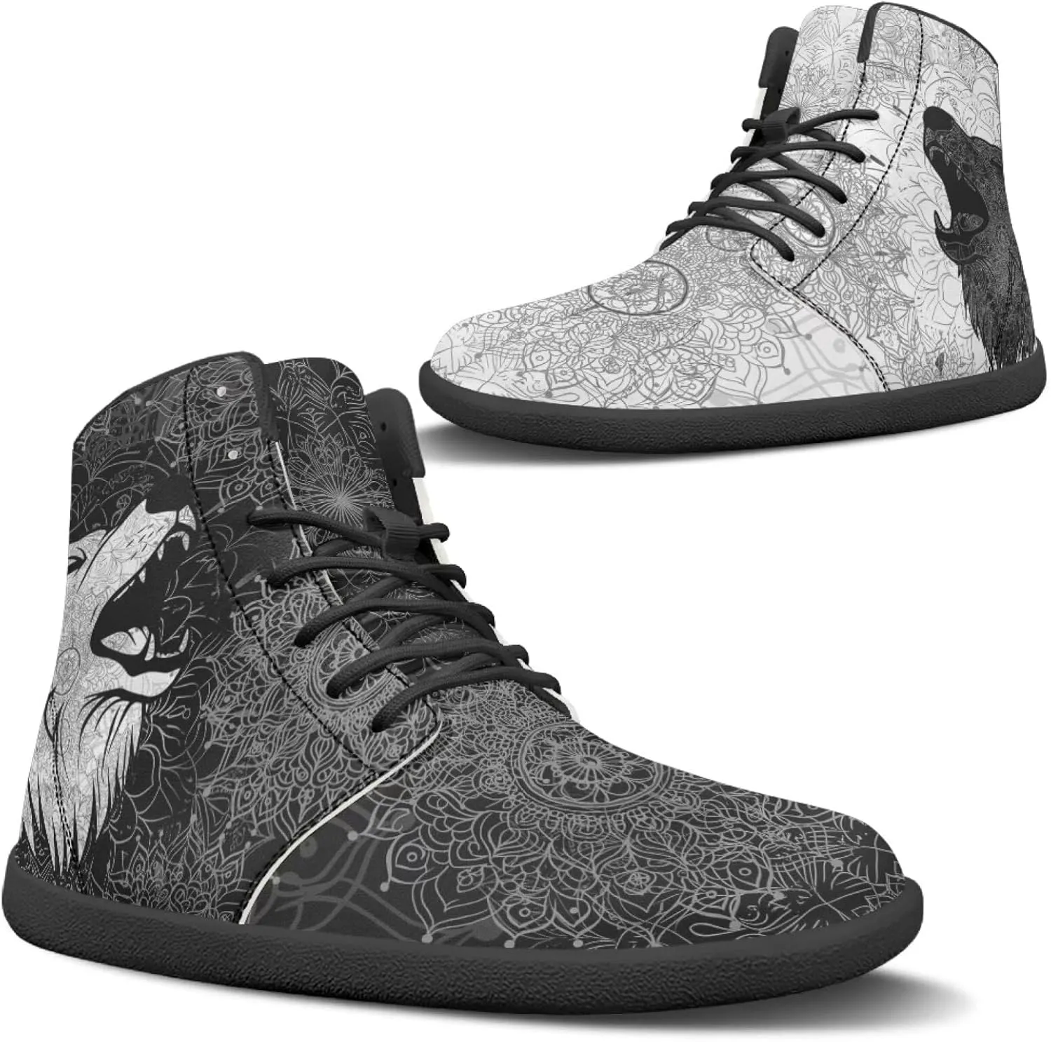 Binienty Wide Box Barefoot Shoes Men Women Wolf High Top Minimalist Ankle Boots Anti Skid Zero Drop Sole