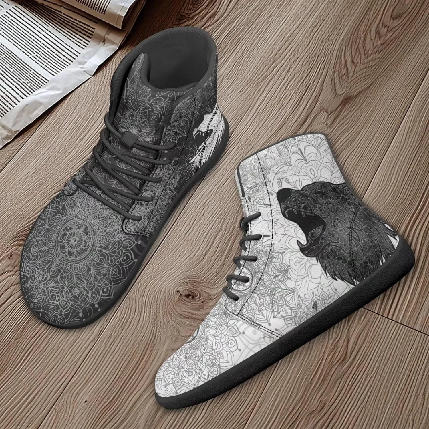 Binienty Wide Box Barefoot Shoes Men Women Wolf High Top Minimalist Ankle Boots Anti Skid Zero Drop Sole