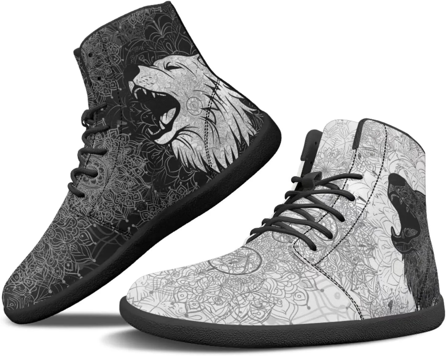 Binienty Wide Box Barefoot Shoes Men Women Wolf High Top Minimalist Ankle Boots Anti Skid Zero Drop Sole