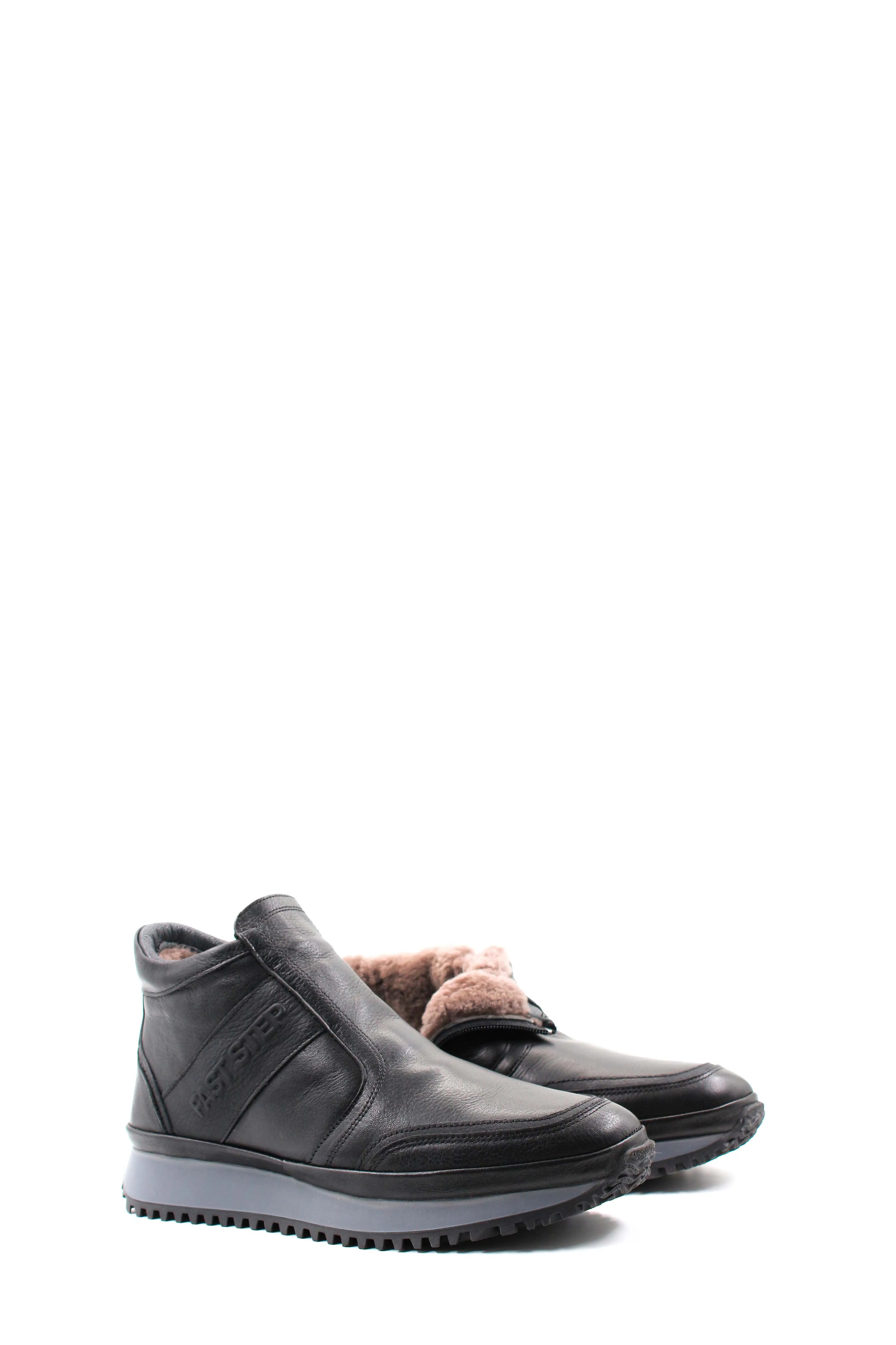 Black Leather Slip-On Ankle Boots Wessi