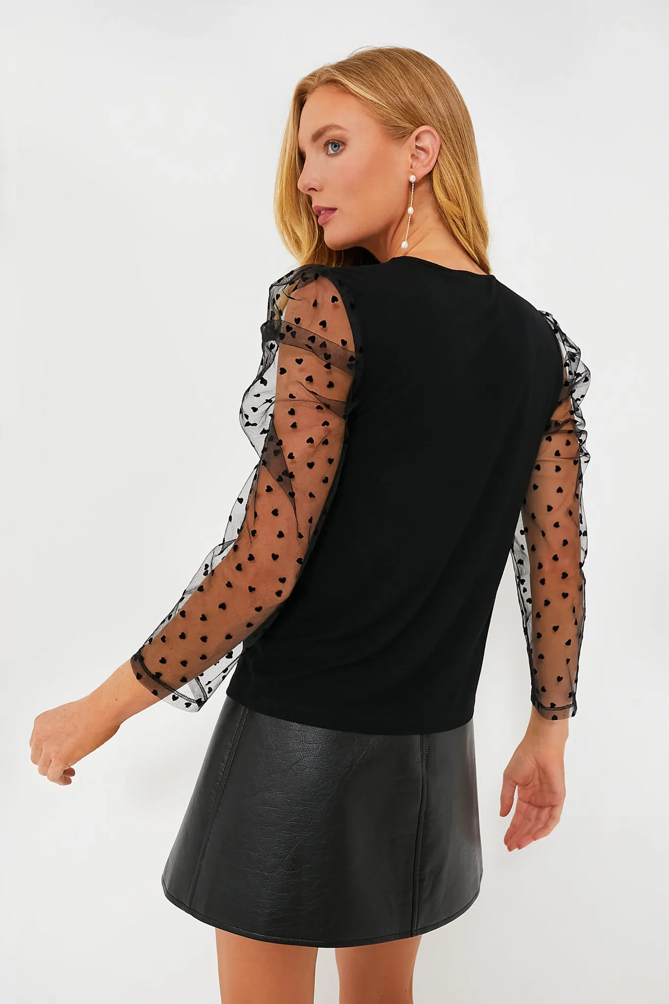 Black Tulle Sleeve Darla Blouse
