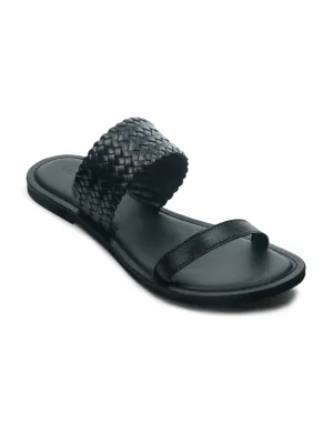 Black Weaved Strap Sandal