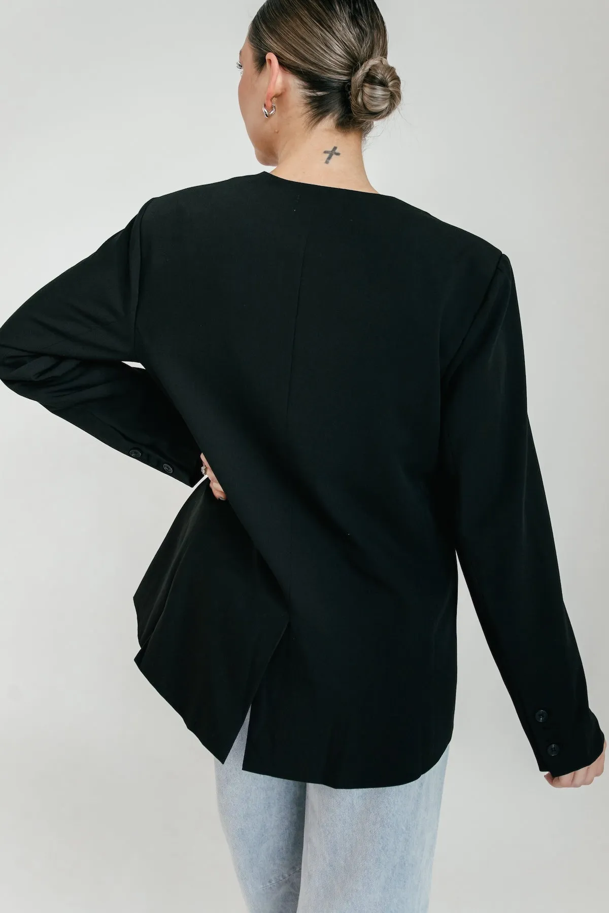 Blaine Tie Front Blazer - Black