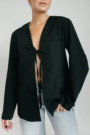 Blaine Tie Front Blazer - Black