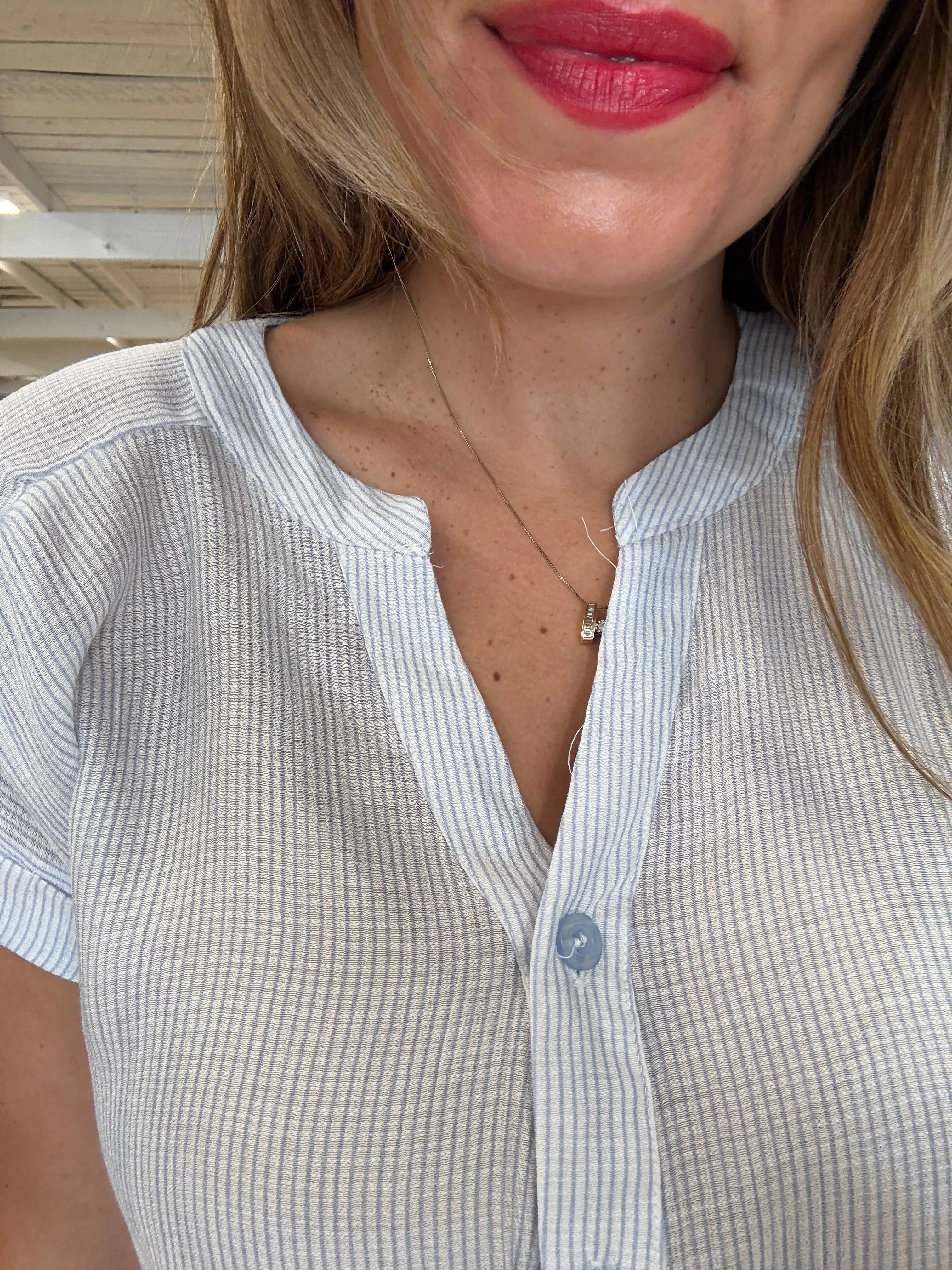 Blue Pinstripe Top
