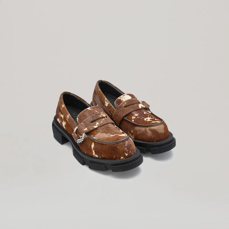 both - GAO PIERCED LOAFER-BROWN/CREAM