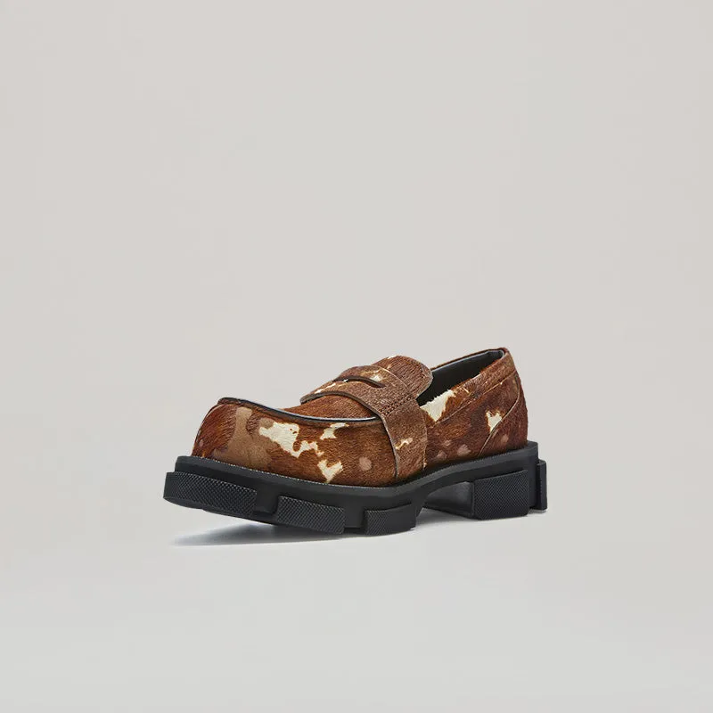 both - GAO PIERCED LOAFER-BROWN/CREAM