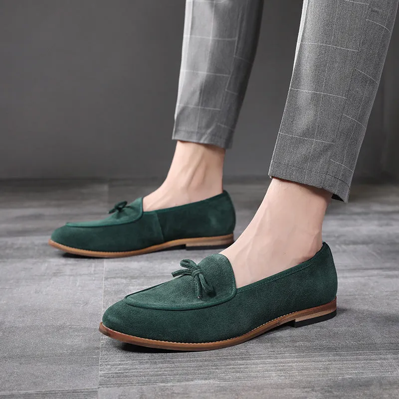 British Versatile Leather Matte Men's Fashion Bow Trend Men's Loafer Shoes