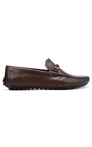Brown Braided Leather Moccasins