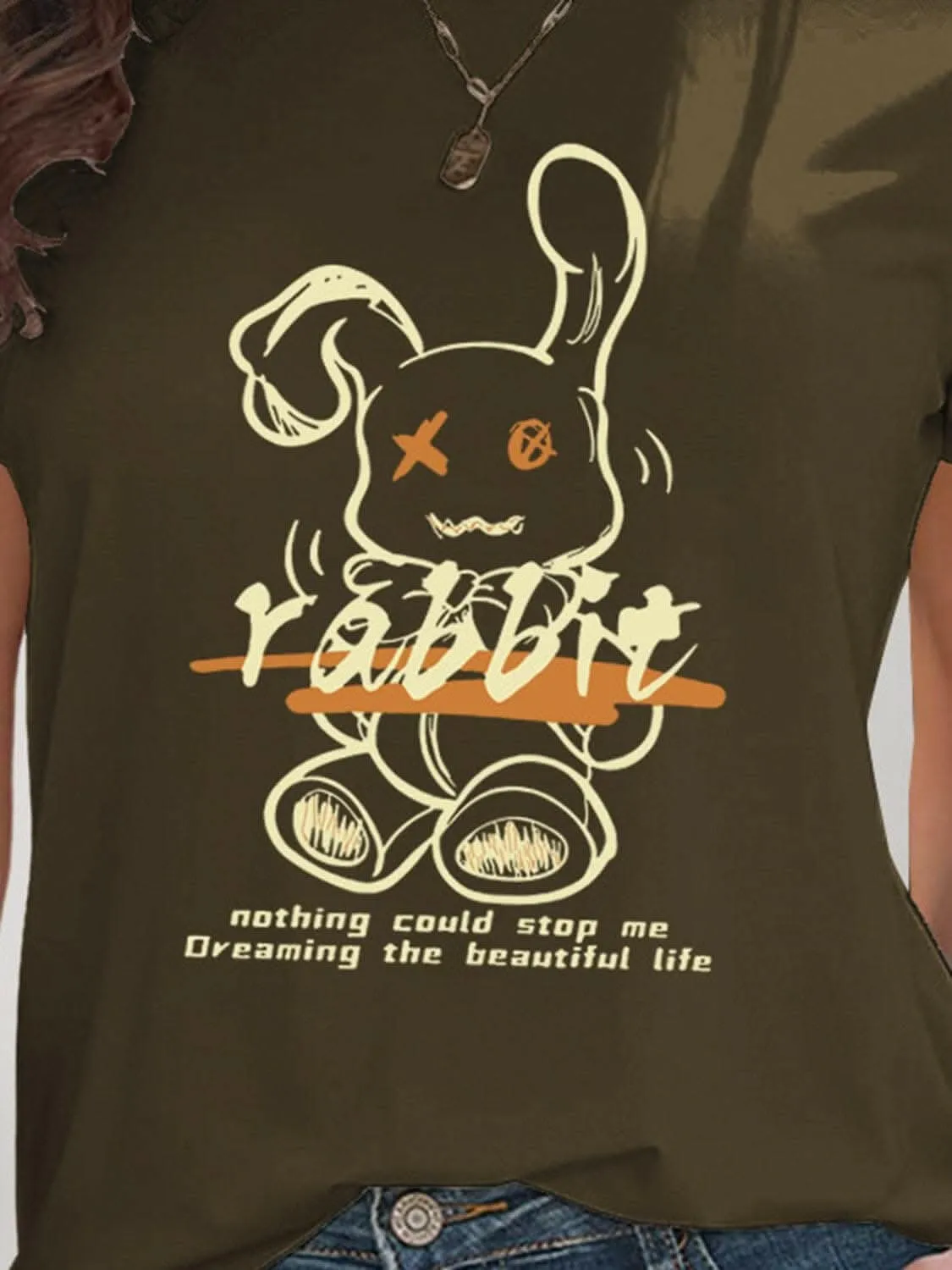Chic rabbit graphic tee for women