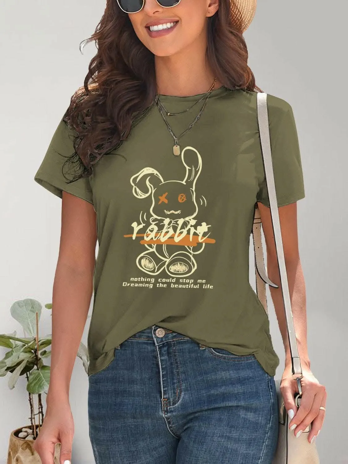 Chic rabbit graphic tee for women