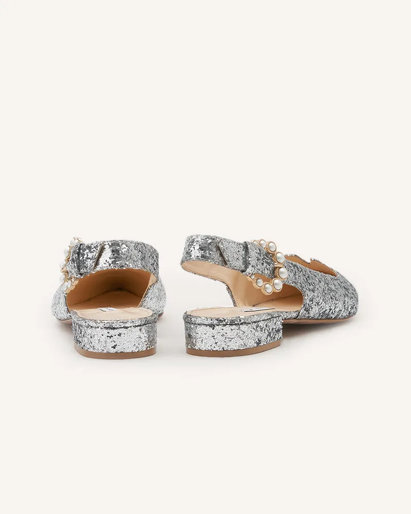 (Delivery Mid-May) - Alicia Silver Glitter Flats