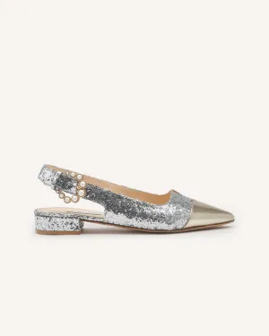 (Delivery Mid-May) - Alicia Silver Glitter Flats
