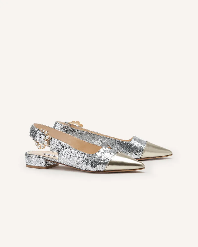 (Delivery Mid-May) - Alicia Silver Glitter Flats