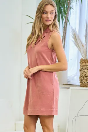Della-Washed Notched Collar Dress