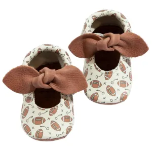First Down Knotted Bow Baby Shoe
