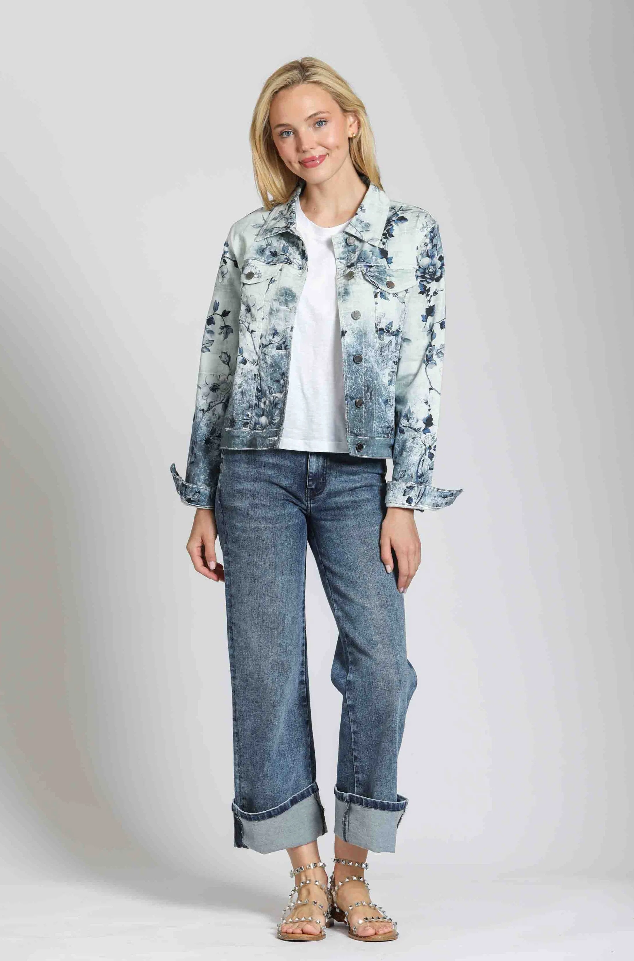 Floral Denim Stretch Jacket