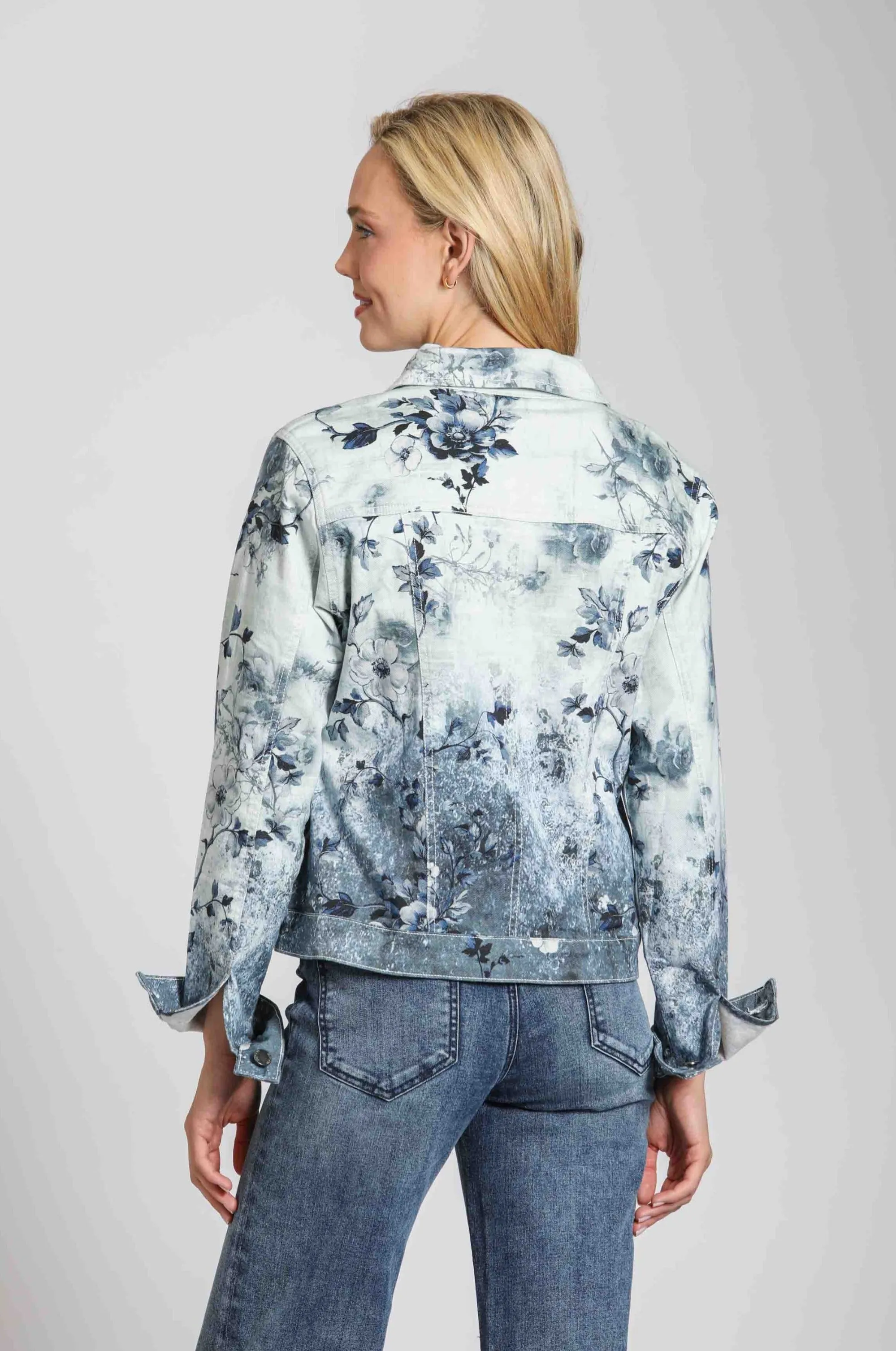 Floral Denim Stretch Jacket