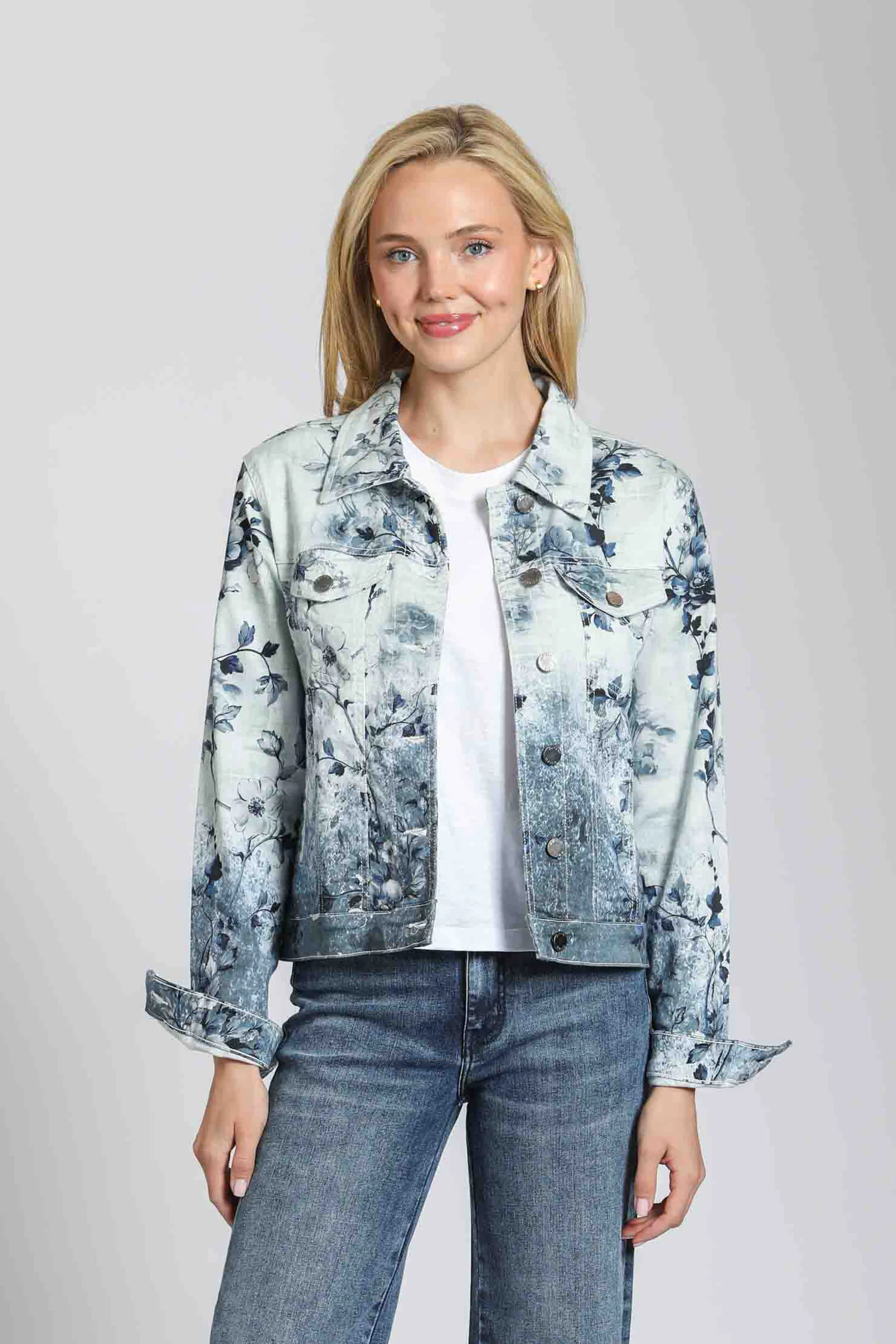 Floral Denim Stretch Jacket