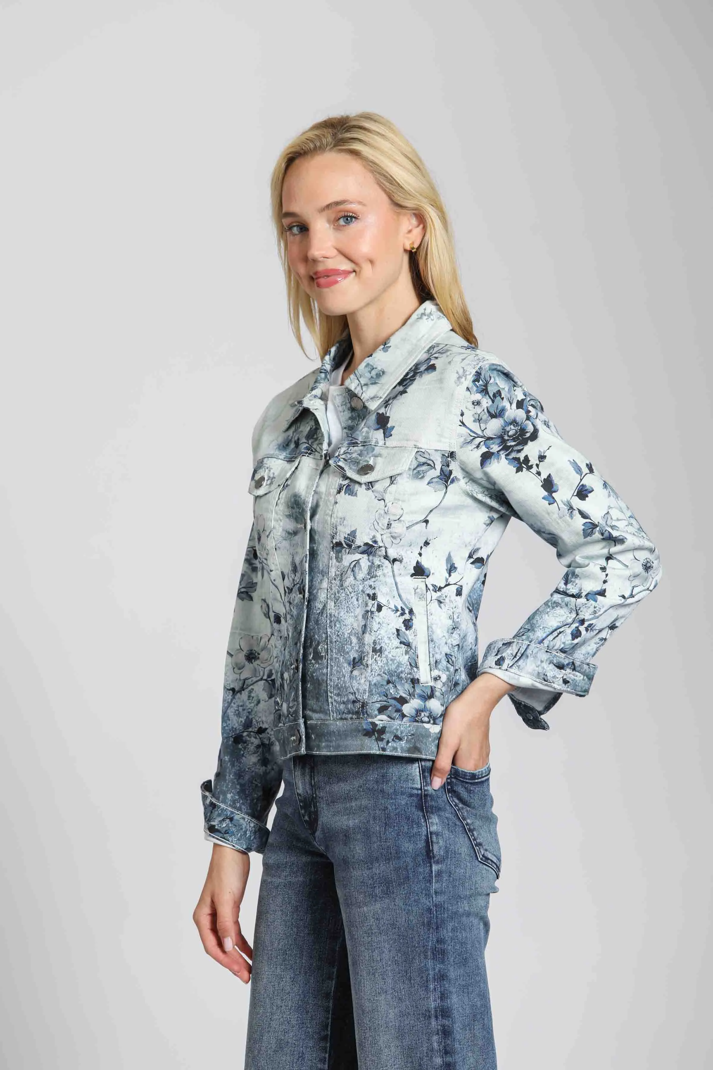 Floral Denim Stretch Jacket