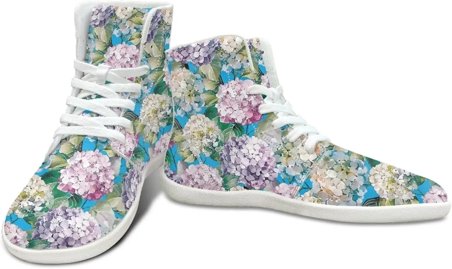 Floral Print Barefoot Sneakers for Women High Top PU Footwear Width Toe Anti-Skid Running Cross Training Shoes