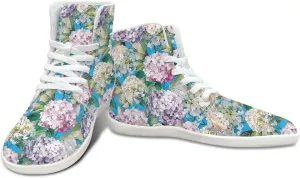 Floral Print Barefoot Sneakers for Women High Top PU Footwear Width Toe Anti-Skid Running Cross Training Shoes
