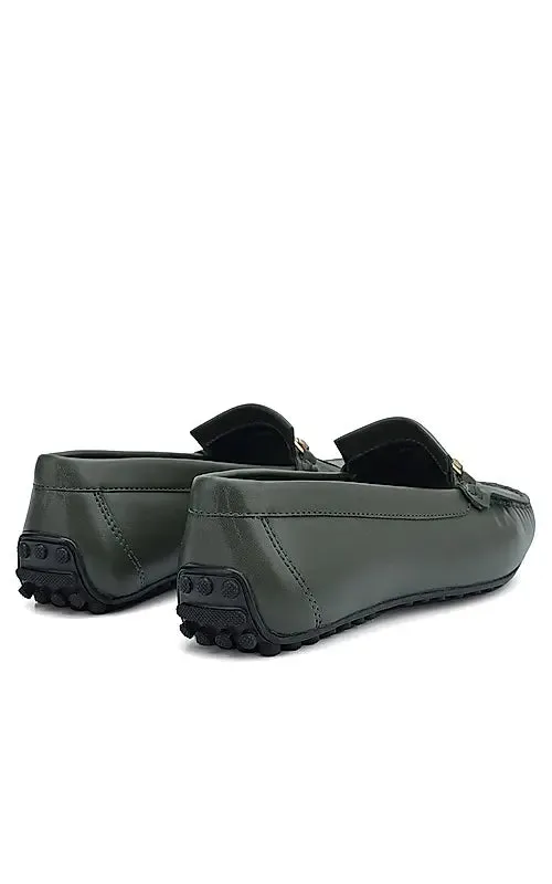 Green Moccasins With Buckle