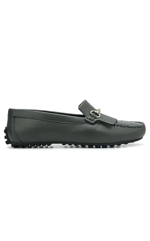 Green Moccasins With Buckle
