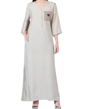 Grey Embroidered Heart Tunic Dress