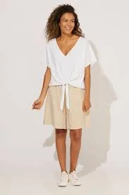 Haven San Sebastian tie front t shirt Salt