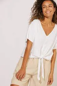 Haven San Sebastian tie front t shirt Salt