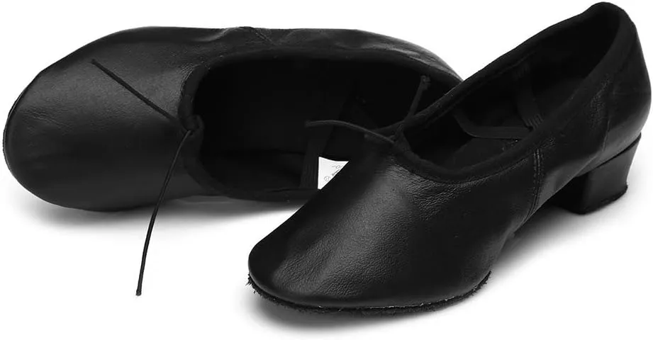 HIPPOSEUS Women's Leather Latin Dance Shoes Low Heel Ballroom Latin Dance Practice Shoes,Model 101