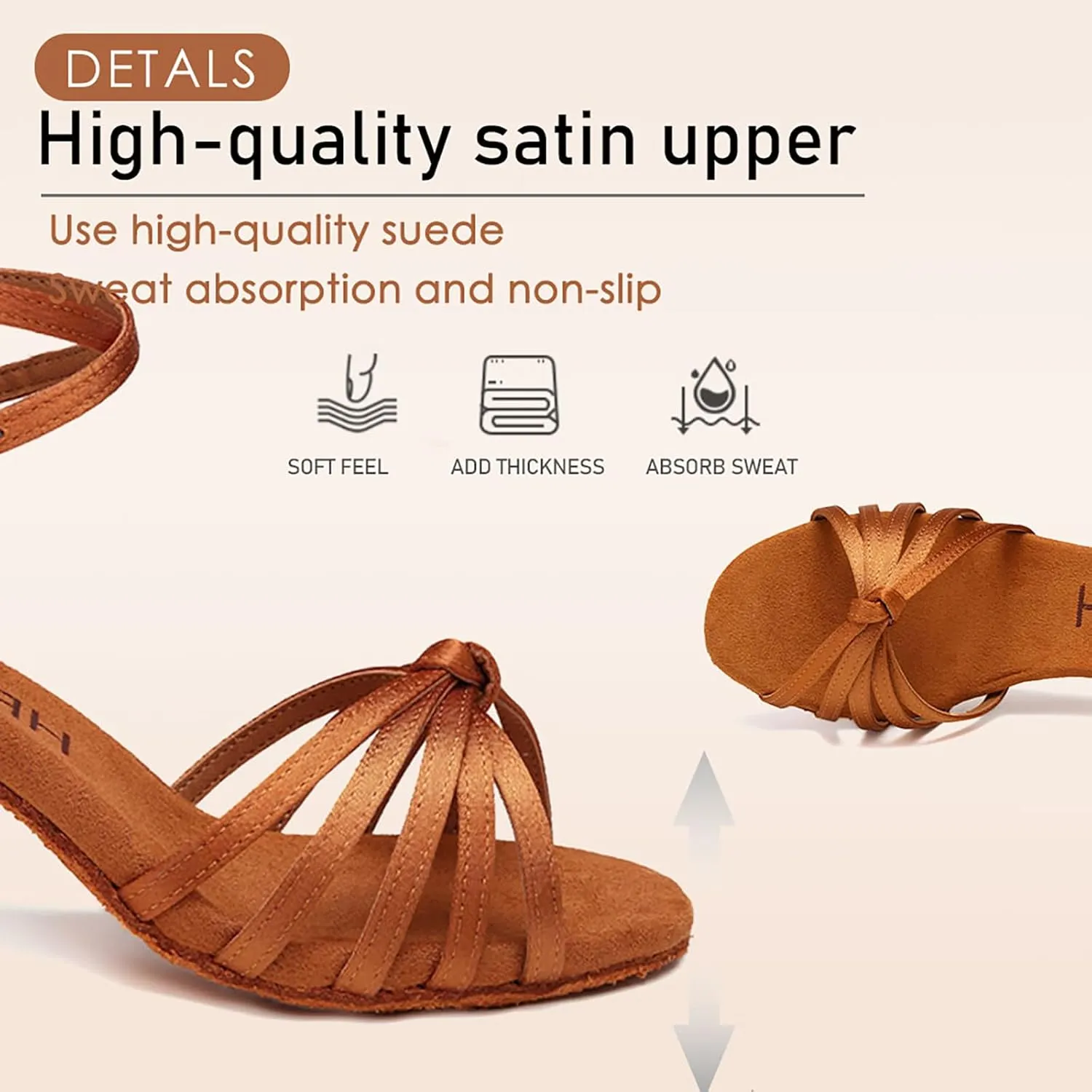 HROYL Women Latin Dance Shoes Professional Ballroom Salsa Practice Performance Dancing Shoes EM-217
