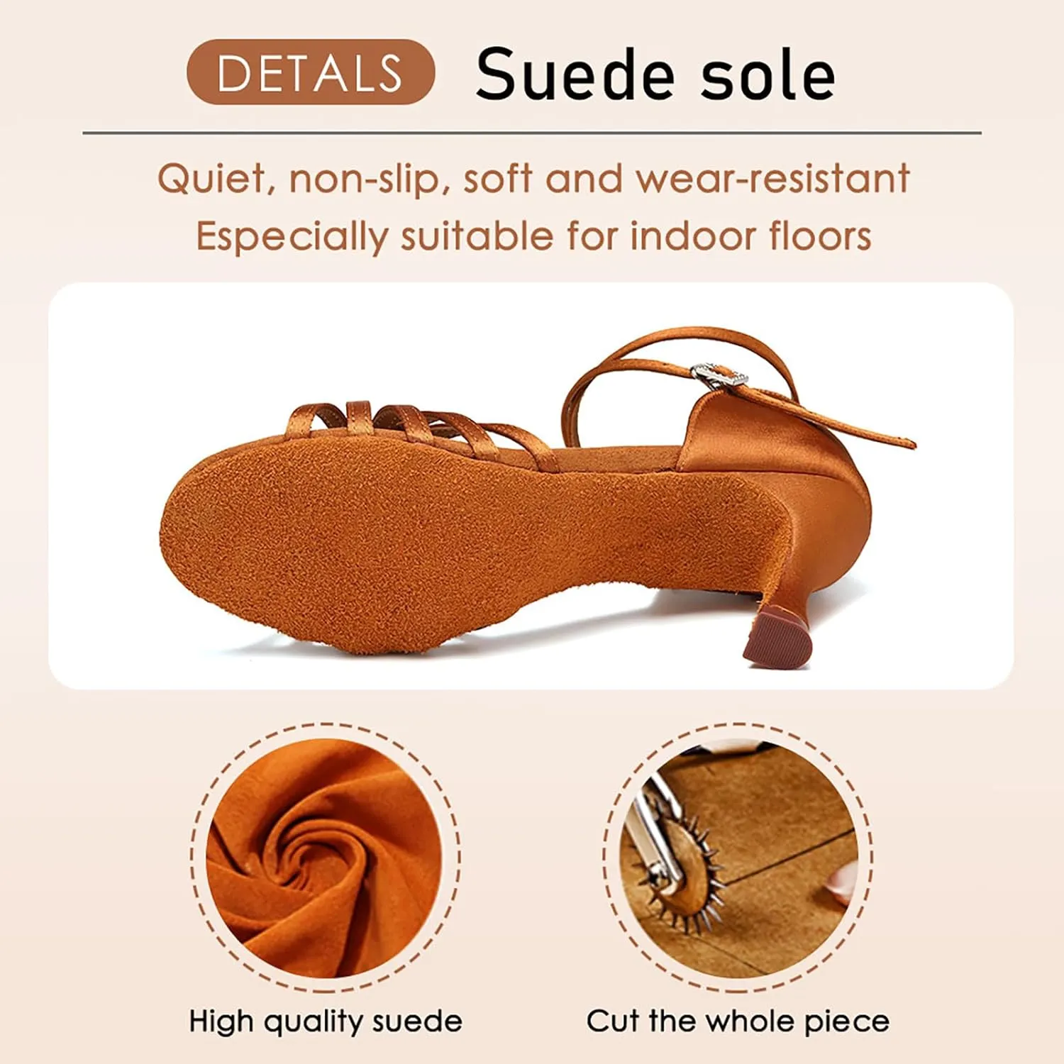 HROYL Women Latin Dance Shoes Professional Ballroom Salsa Practice Performance Dancing Shoes EM-217