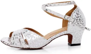 JUODVMP Women's Dance Shoes Printed Ballroom Dancing Heels Professional Dancing Practice Shoes