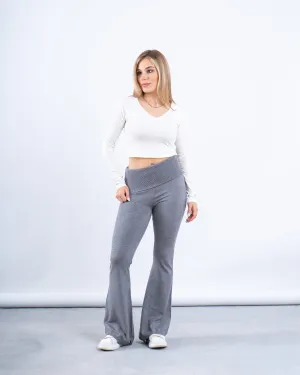 Knit Folded Waist Flare Pants