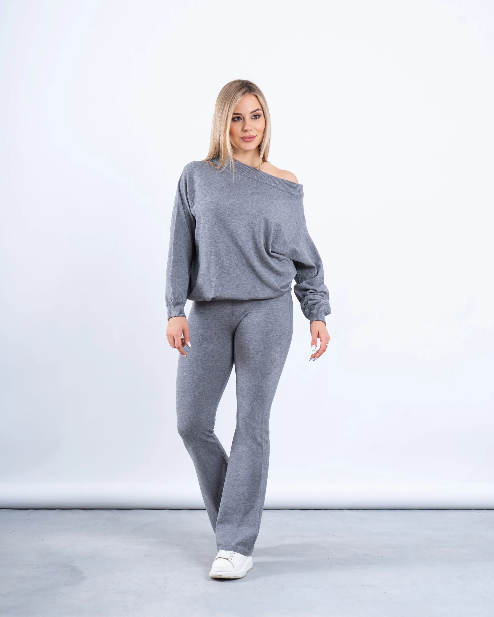 Knit Folded Waist Flare Pants