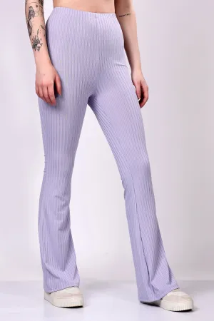 Lavender Ribbed Flare Leggings