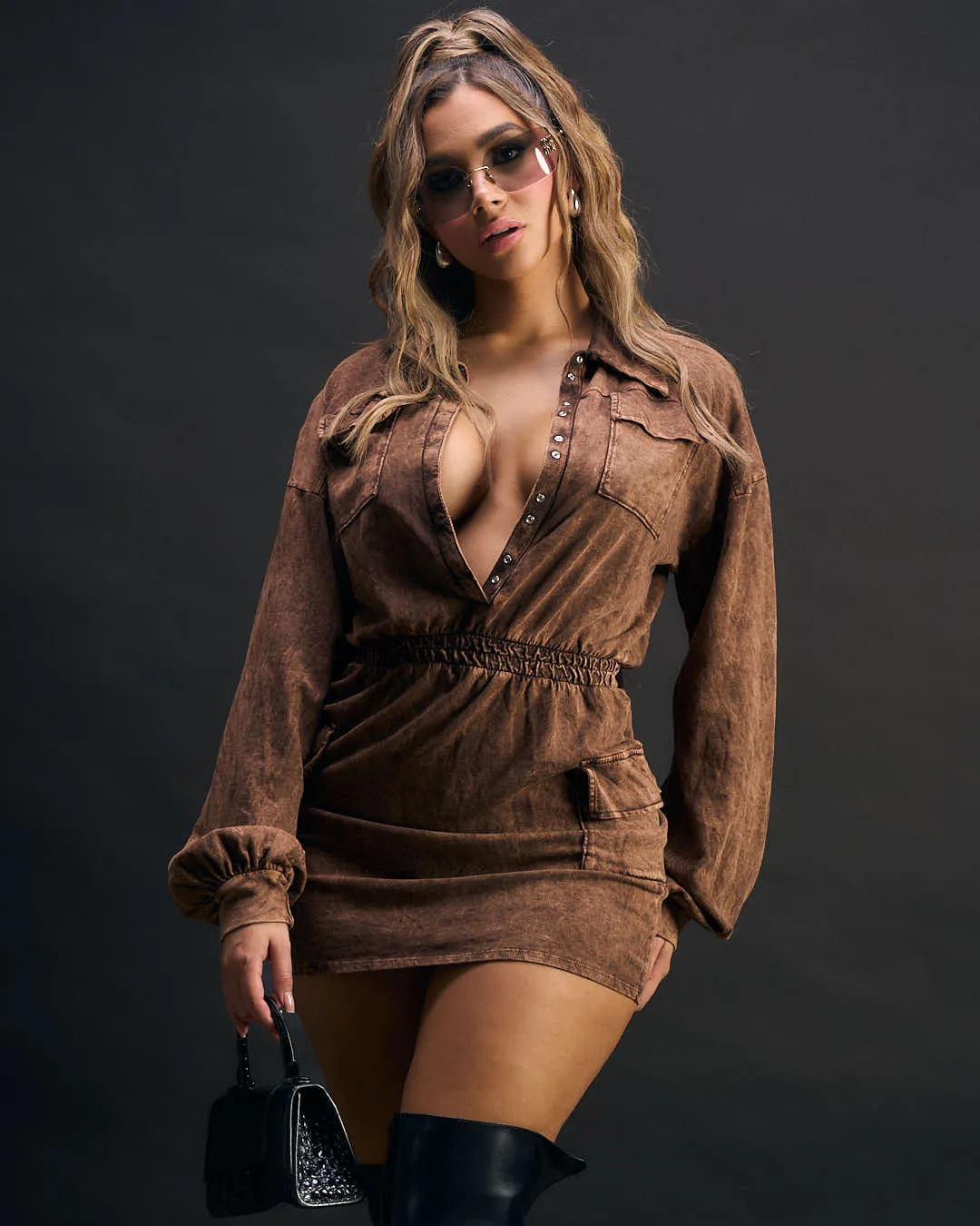 Loose Acid Wash Multi-Pocket Romper