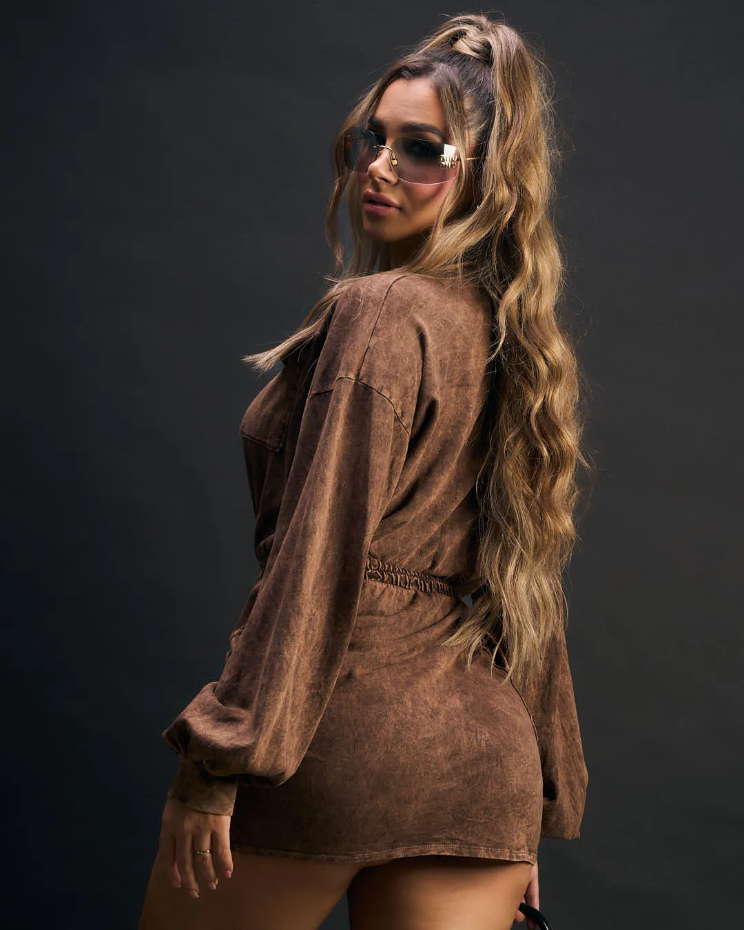 Loose Acid Wash Multi-Pocket Romper