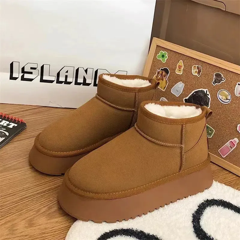 LVSANW 2024 new thick soled versatile snow boots for women, worn for warmth, height increase, anti slip and waterproof