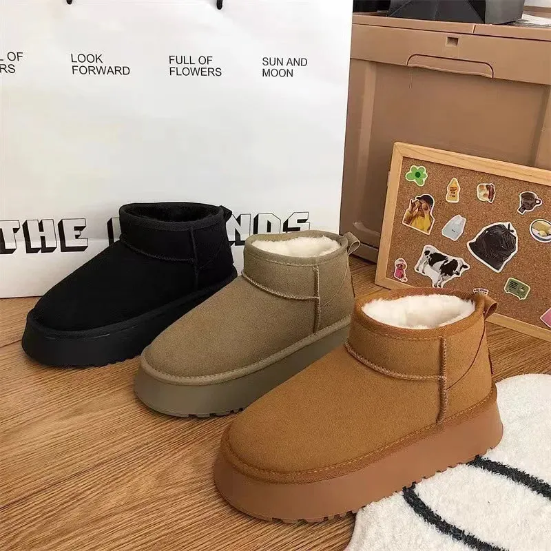 LVSANW 2024 new thick soled versatile snow boots for women, worn for warmth, height increase, anti slip and waterproof