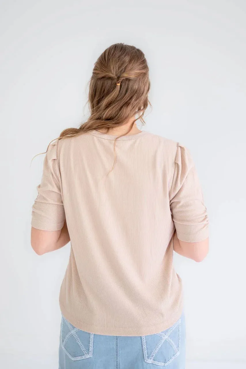 Margot Textured Knit Top in Blush